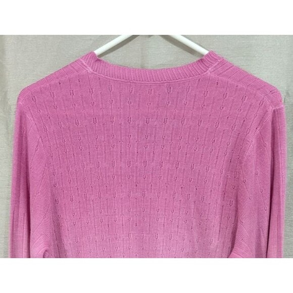 Sigrid Olsen Women's XL WICKED Pink Green Top Lightweight Knit Silk Linen Blend - Picture 15 of 16